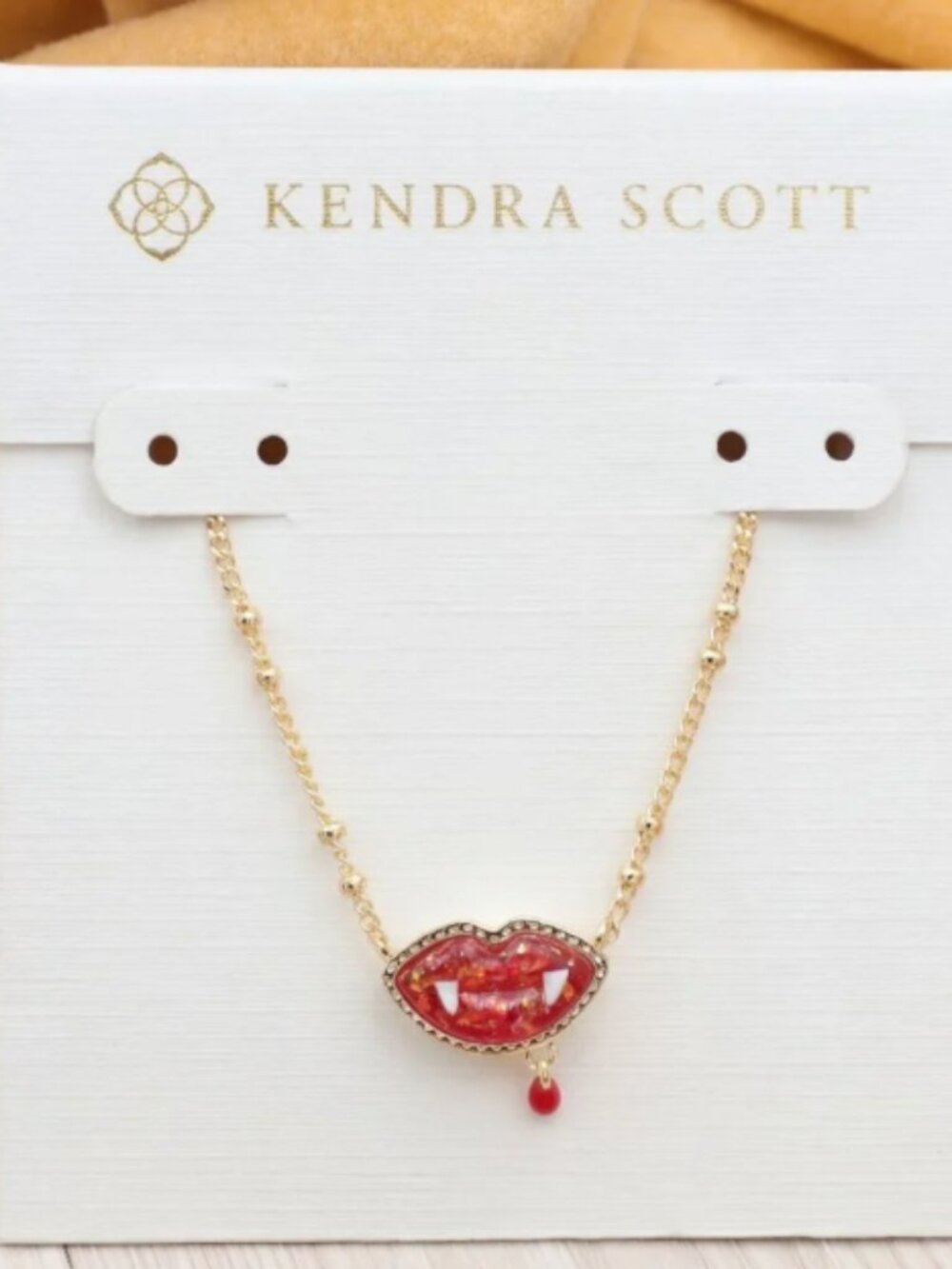 Kendra Scott Gold‑Tone Halloween Vampire Fang Charm Pendant Necklace